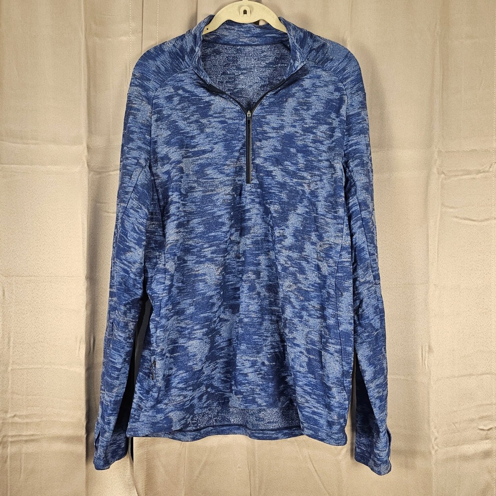 Lululemon Data Rush Mini Jacquard Chambray Mineral Blue Surge Warm 1/2 Zip Large